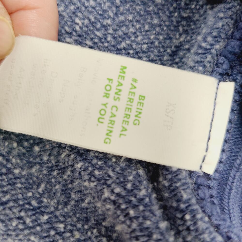 Aerie Distressed Sweatshirt XS Blue Faded Graphic Crewneck Pullover Casual - Picture 5 of 10